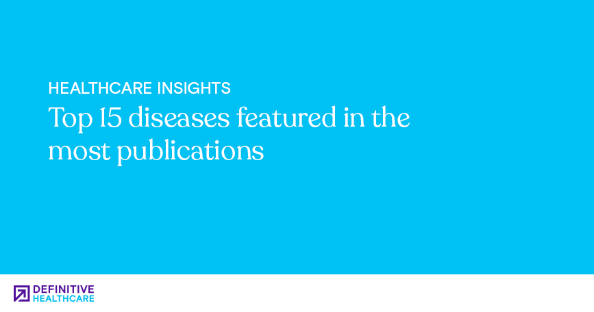 Top 15 diseases featured in the most publications